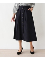 【M-LL】Aラインフロントボタンスカート/ネイビー(093)