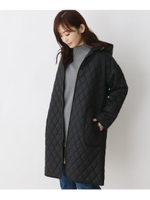 【M-LL】ダイヤキルトフーデットコート/ブラック(019)