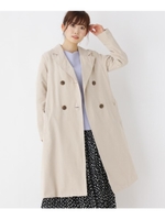 【M-LL】バックプリーツ切り替えベルテッドダブルコート/ベージュ(052)