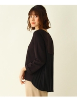 【M-LL】後ろプリーツポンチプルオーバー/ブラック(019)