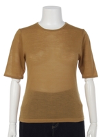 【POUR Tres Femme】K-ウール100%５分袖PO/キャメル