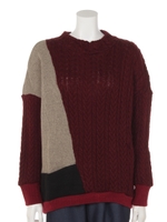 【PRIMA　KASIH】ケーブルニットプルオーバー/ワインレッド