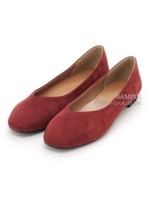 【R&E】スクエアトゥフラットシューズ/レッドブラウン