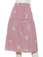 【Rew de Rew】フルッターフラワープリントスカート（7R10-09018）/ピンク