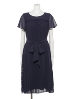 【Rewde】プリーツ×レースドレス（9R04-11051）/ネイビー