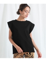 【Settimissimo】 フラップデザインノースリーブトップス/ブラック(027)