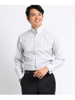 【Sサイズ〜】菱格子 ビジネスシャツ/ライトグレー(011)