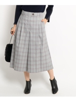 【Sサイズあり　洗える】チェックワイドパンツ/グレー(212)