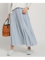 【Sサイズあり・洗える】ウエストゴムジョーゼットプリーツスカート/ライトブルー(091)