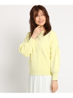 【Sサイズあり・洗える】ドロップショルダーコットンモダールニットプルオーバー/レモンイエロー(031)