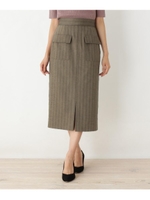 【WEB限定・洗える】サイドポケット付き センタースリットスカート/ブラウン(142)