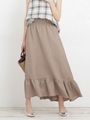 【WEB限定】リネン混ギャザーマキシスカート/ベージュ