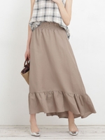 【WEB限定】リネン混ギャザーマキシスカート/ベージュ