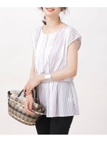 【WEB限定】前後2wayストライプブラウス/ホワイト