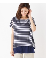 【WEB限定サイズ・04（LL)あり】シアカラーボーダープルオーバー/ネイビー(393)