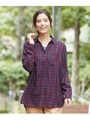 【WEB限定サイズ・05（3L)あり/2点セット】スキッパーシャツ＋タンクトップセット/ワインレッド(263)