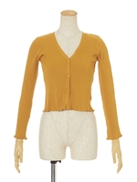 【an another angelus】プチローズ釦リブニットカーディガン/YELLOW