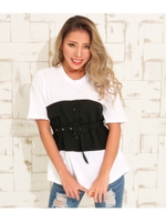 【anap Latina】 ビスチェレイヤード風Tシャツ/ホワイト/ブラック(058)