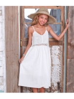 【anap mimpi】 カギ編み切替ワンピース/ホワイト(001)