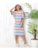 【anap mimpi】 太ボーダーTシャツワンピース/ピンク(008)