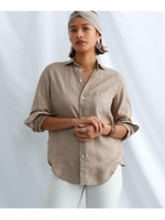 【ウォッシャブル】フレンチリネンシャツ/ライトベージュ(051)