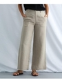 【ウォッシャブル】ライトリネンワイドパンツ/ライトベージュ(051)