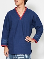 【カヤ】火消し乃Vネックメンズトップス/ネイビー