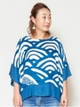 【カヤ】青海波×小紋柄トップス/ブルー