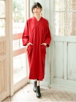 【カヤ】単衣（ひとえ）貫頭衣ワンピース/レッド