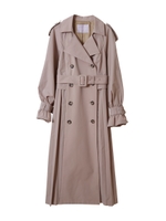 【コート】プリーツ入りロングトレンチコート/ベージュ