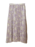 【スカート】小花柄プリーツスカート/ラベンダー