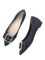 【ストレスフリー】クリアベルトポインテッドトゥパンプス/NAVY