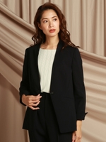 【セットアップ対応】ドライタッチノーカラージャケット/ネイビー