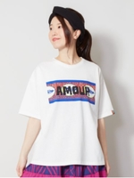 【チャイハネ】アフリカ・キテンゲ柄ロゴTシャツ/ホワイト