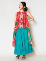 【チャイハネ】ネイティブ柄ハイローヘムタンクトップ/レッド