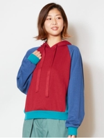 【チャイハネ】パッチワークスウェットフーディ/ブルー