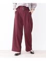 【ファブリーズ承認】消臭機能シリーズ！ベルト付きゆったりワイドパンツ/ボルドー(064)
