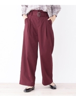 【ファブリーズ承認】消臭機能シリーズ！ベルト付きゆったりワイドパンツ/ボルドー(064)