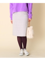 【手洗い可】シャギーチェックナロースカート/ライトパープル(281)