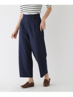 【洗える/Lサイズあり】ボタンワイドパンツ/ネイビー(093)