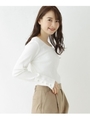 【洗える・34(SS)、42(LL)WEB限定サイズ】SUPIMA(R)ランダムリブ袖スナップトップス/ホワイト(001)