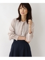 【洗える・42(LL)WEB限定サイズ】ＪＺツイストボウタイ風ブラウス/ライトベージュ(051)