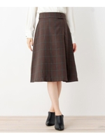 【洗える・42(LL)WEB限定サイズ】サイドタックボタンミモレスカート/ブラウン(242)