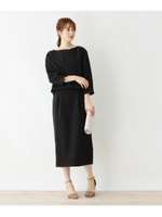 【洗える・42(LL)WEB限定サイズ】ダブルクロスドッキングワンピース/ブラック(019)