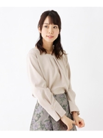 【洗える・42(LL)WEB限定サイズ】フロントタックスリーブスタッズブラウス/ライトベージュ(051)
