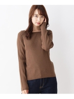 【洗える・42(LL)WEB限定サイズ】ボートネックリブ編みニットプルオーバー/ブラウン(042)