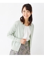 【洗える・42(LL)WEB限定サイズ】ラメクルーネックニットカーディガン/ライトグリーン(621)