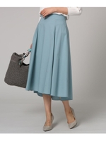 【洗える】クロス後ろさがりフレアスカート/ライトグリーン(021)