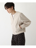 【洗える】ジップアップブルゾン/ライトベージュ(051)