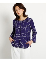 【洗える】バックサテンアムンゼンベルト柄ブラウス/ダークネイビー(194)